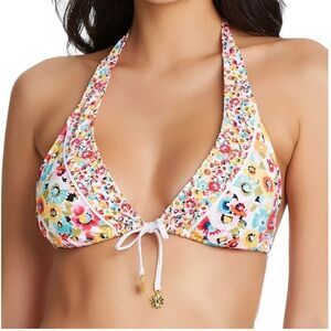 Bleu Rod Beattie Flower Hour Triangle Bikini Hipster Top swimsuit